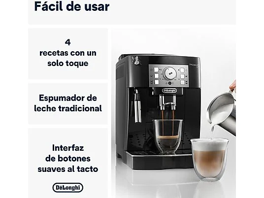 Cafetera superautomática - De'Longhi Magnifica S ECAM22.113.B, Molinillo integrado, Sistema Thermoblock, Vaporizador, 1450 W, 15 bar, Negro - Imagen 2