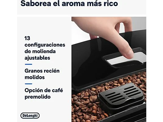 Cafetera superautomática - De'Longhi Magnifica S ECAM22.113.B, Molinillo integrado, Sistema Thermoblock, Vaporizador, 1450 W, 15 bar, Negro - Imagen 3