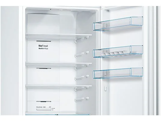 Frigorífico combi - Bosch KGN39VWDA, No Frost, 203 cm, 366 l, Bandejas extraíbles cristal, Blanco - Imagen 3