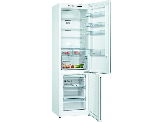 Frigorífico combi - Bosch KGN39VWDA, No Frost, 203 cm, 366 l, Bandejas extraíbles cristal, Blanco - Imagen 4