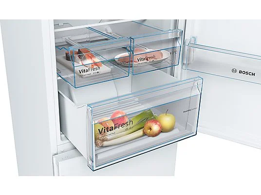 Frigorífico combi - Bosch KGN39VWDA, No Frost, 203 cm, 366 l, Bandejas extraíbles cristal, Blanco - Imagen 6