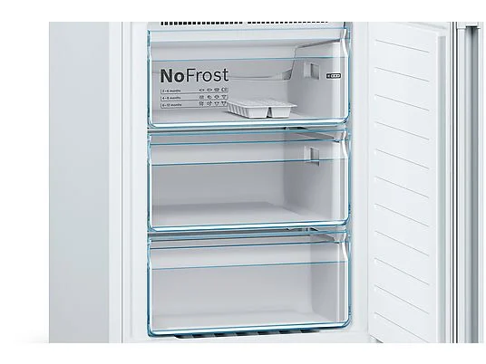 Frigorífico combi - Bosch KGN39VWDA, No Frost, 203 cm, 366 l, Bandejas extraíbles cristal, Blanco - Imagen 7