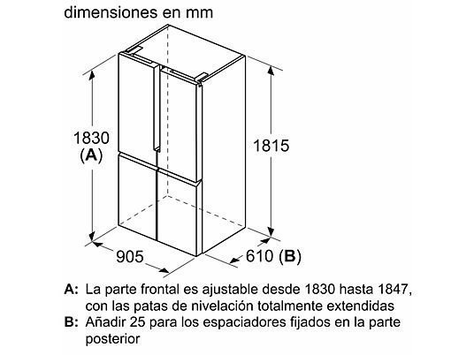 Frigorífico americano - Siemens KF96NVPEA, No Frost, 183 cm, 605 l, Cajón HyperFresh, SuperRefrigeración, Iluminación LED, Inox - Imagen 13