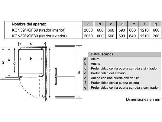 Frigorífico combi - Bosch KGN39VWDA, No Frost, 203 cm, 366 l, Bandejas extraíbles cristal, Blanco - Imagen 8